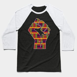 Kente Cloth Black Power Fist Baseball T-Shirt